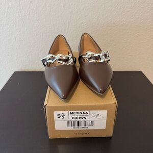 Journee Collection Womens Metinaa Ballet Pointed Toe Slip On Flats Size5.5 Brown